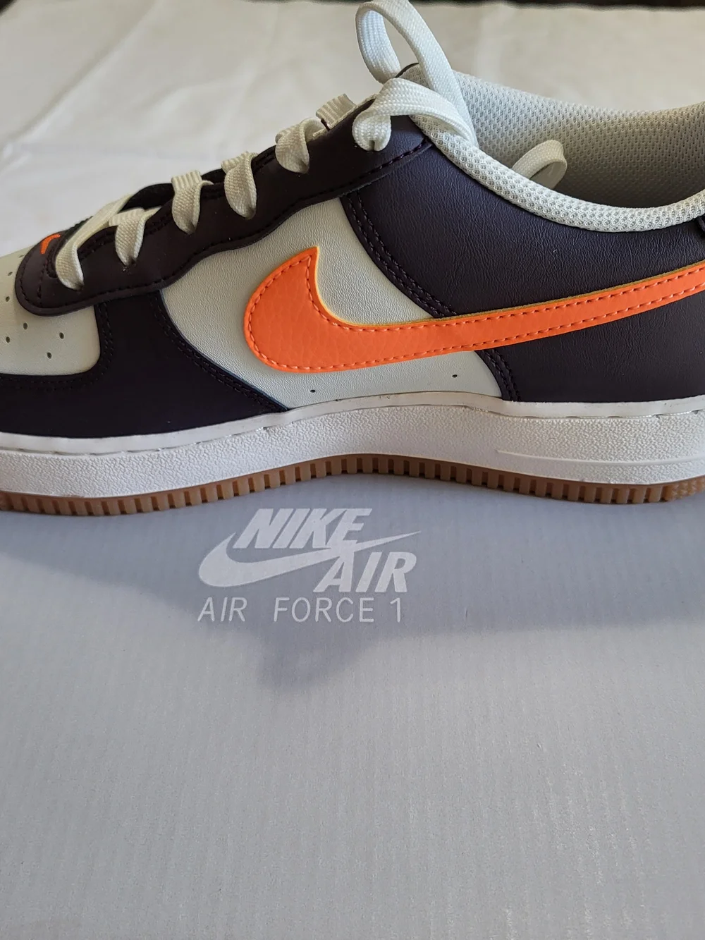 *NEW* Nike Air Force 1 GS White Orange Blue Leather Sneakers Kids 6.5Y Women's 8